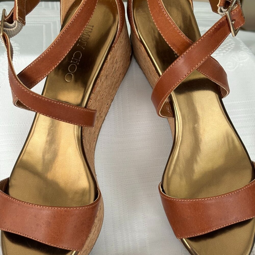 Jimmy Choo, Portia Cork Wedge Sandals, like new